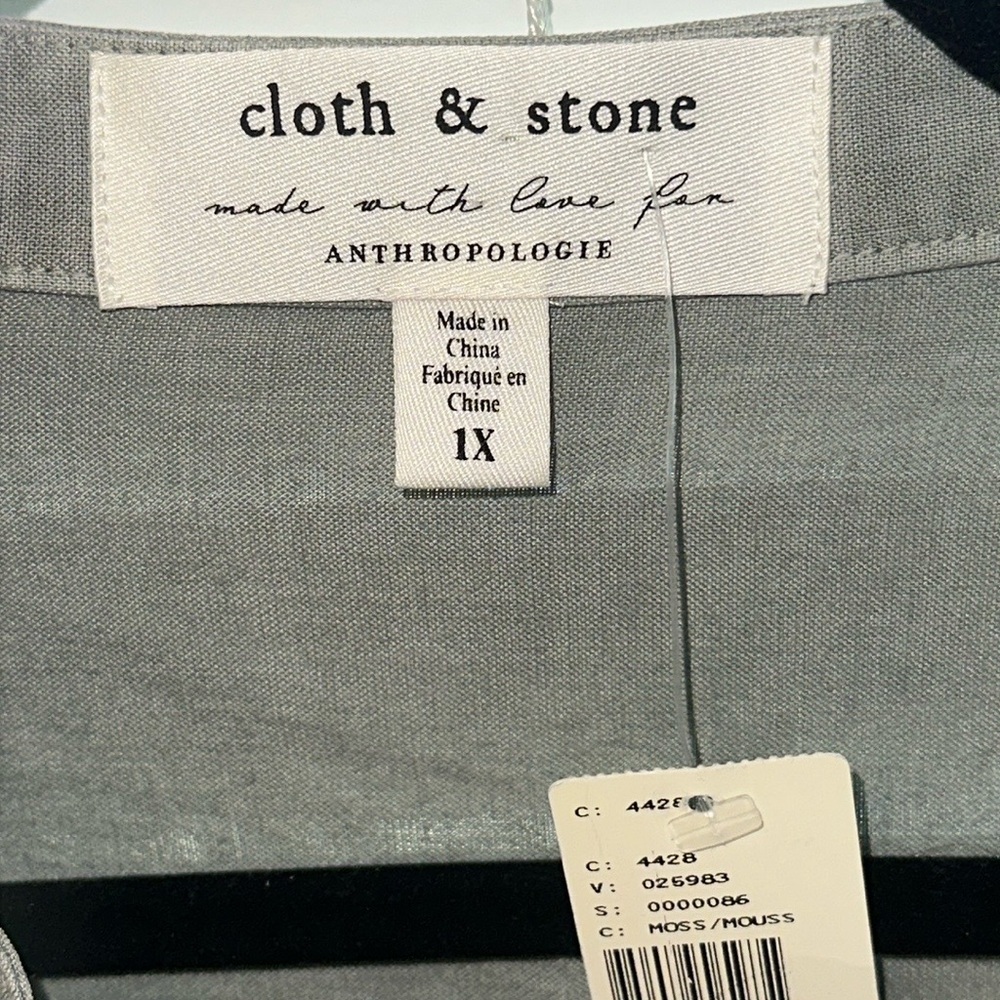 NWT-Anthropologie -Cloth and stone-Size-1X-Gray Button-Down Dress- - Picture 3 of 16